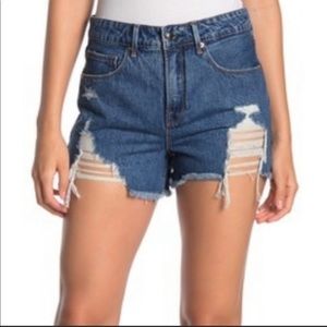 Good American High Rise Distressed Shorts